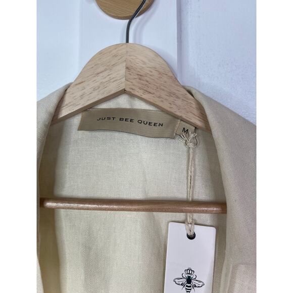 NWT Just Bee Queen Short Sleeves Linen Chiara Cropped Top Vanilla Size: Medium - Picture 6 of 9